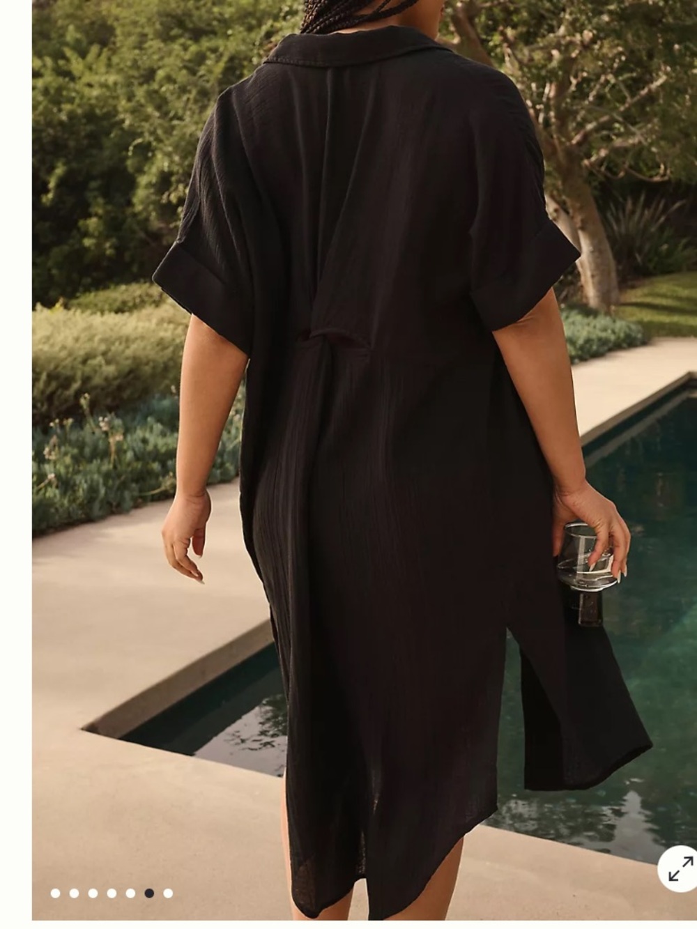 Anthropologie Lucia Sheer Midi Dress  Black Button-Front Shirt Dress Size XL - Picture 6 of 16